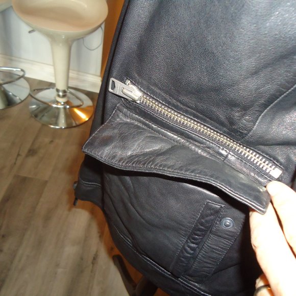 All Saints Mens Kallow Biker Leather Jacket Size XL NWOT - Picture 7 of 7